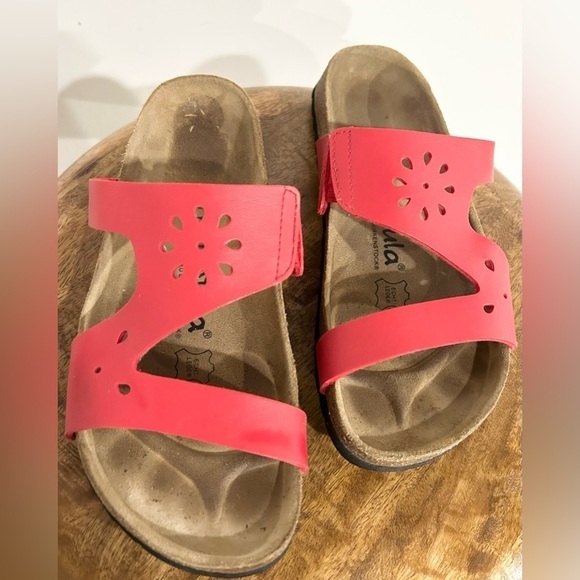 Birkenstock Betula Red Flower Cut-Out Slide On Sandals 37 6 - Picture 1 of 7